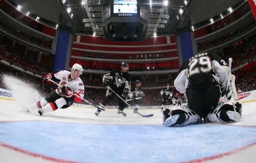 Antoine Vermette, Alex Goligoski, Marc-Andre Fleury