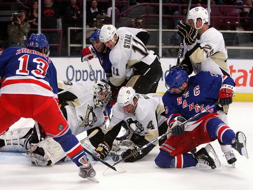 Nikolai Zherdev, Marc-Andre Fleury, Scott Gomez, Marc Staal, Rob Scuderi, Maxime Talbot, Chris Drury