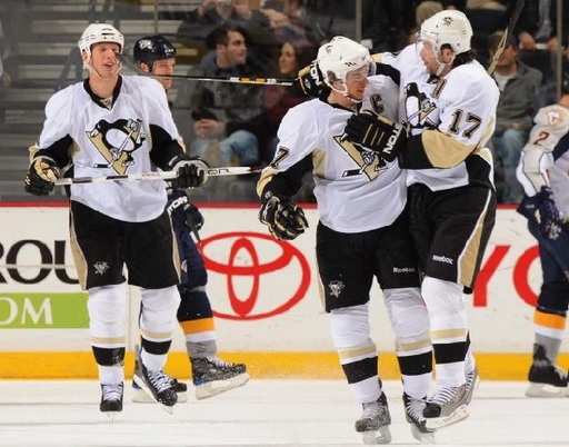 Jordan Staal, Sidney Crosby, Petr Sýkora