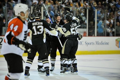 Bill Guerin, Sidney Crosby, Mark Eaton, Kristopher Letang