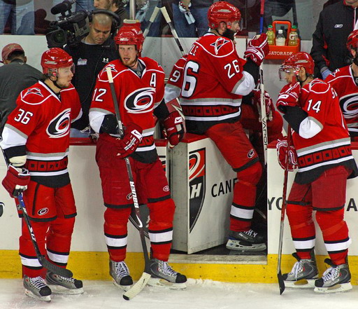 Jussi Jokinen, Eric Staal, Eric Cole, Sergei Samsonov