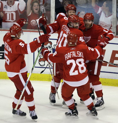 Brian Rafalsi, Nicklas Lidstom, Henrik Zetterberg, Daniel Cleary, Johan Franzen