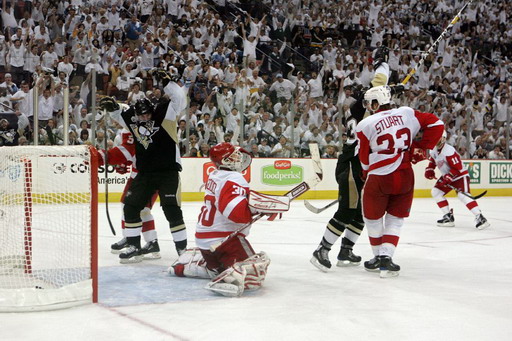 Sidney Crosby, Chris Osgood, Bill Guerin, Brad Stuart