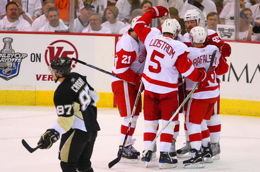 Sidney Crosby, Ville Leino, Nicklas Lidstom, Brian Rafalski, Johan Franzen