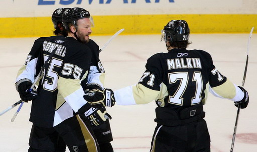 Sergei Gonchar, Kristopher Letang, Evgeni Malkin