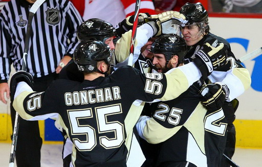 Brooks Orpik, Sergei Gonchar, Maxime Talbot, Evgeni Malkin