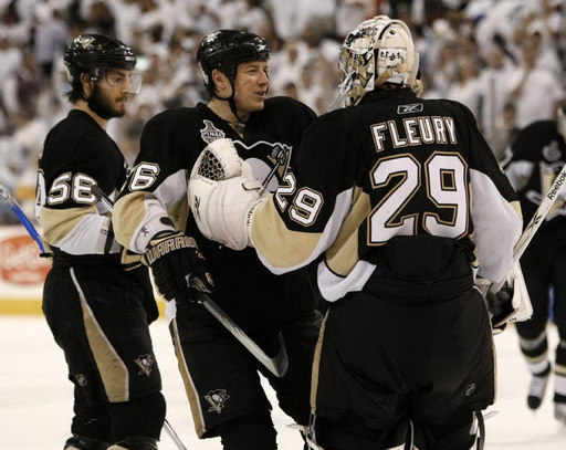 Marc-Andre Fleury, Ruslan Fedotenko, Kristopher Letang