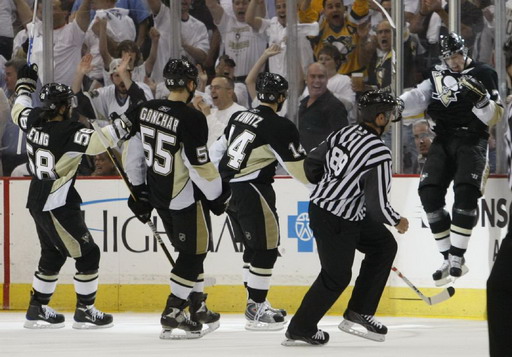 Evgeni Malkin, Chris Kunitz, Sergei Gonchar, Kristopher Letang