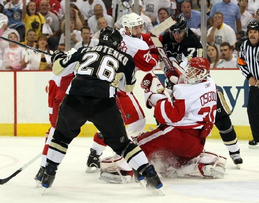 Ruslan Fedotenko, Brian Rafalski, Evgeni Malkin, Chris Osgood