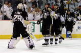 Marc-Andre Fleury, Ruslan Fedotenko, Kristopher Letang, Mark Eaton