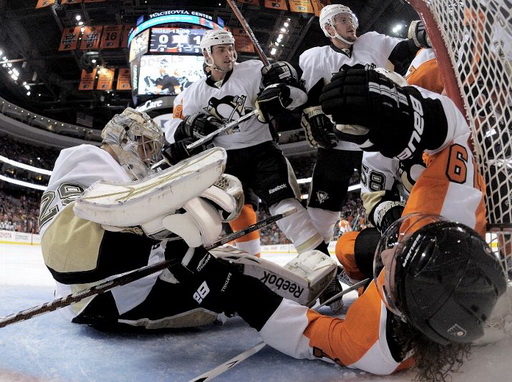 Marc-Andre Fleury, Scott Hartnell, Craig Adams, Matt Cooke