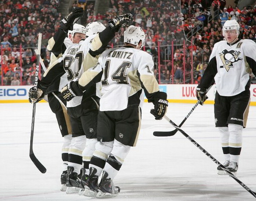 Sergei Gonchar, Sidney Crosby, Chris Kunitz, Evgeni Malkin