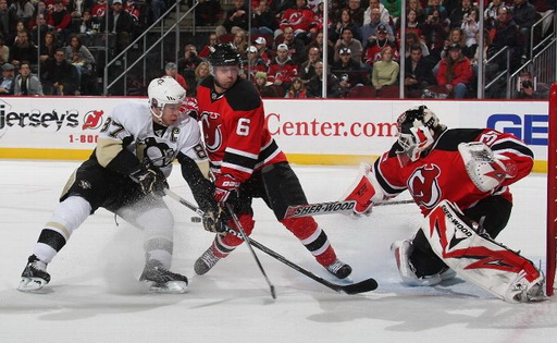 Andy Greene, Martin Brodeur, Sidney Crosby