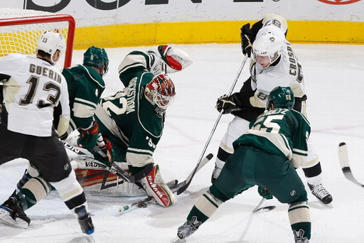 Niklas Backstrom, Sidney Crosby, Bill Guerin, Nick Schultz