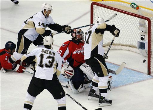 Sidney Crosby, Jose Theodore, Bill Guerin, Chris Kunitz