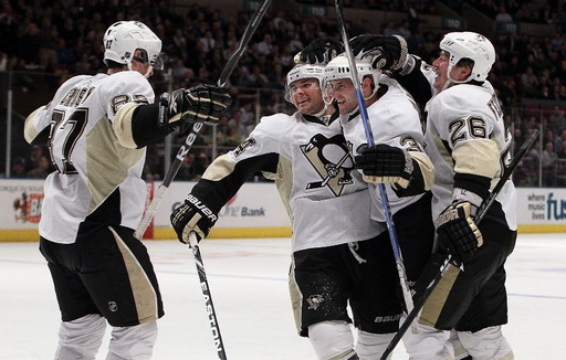 Sidney Crosby, Chris Kunitz, Alex Goligoski, Ruslan Fedotenko