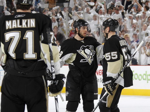 Evgeni Malkin, Kristopher Letang, Sergei Gonchar