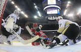 Marc-Andre Fleury, Zach Parise, Mark Eaton