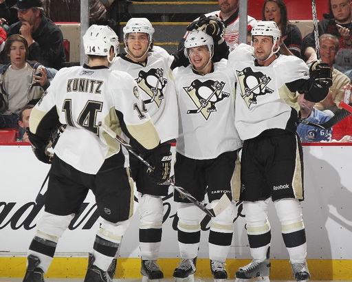 Chris Kunity, Kristopher Letang, Tyler Kennedy, Craig Adams