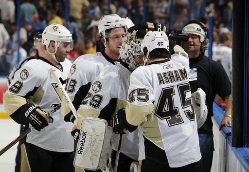 Pascal Dupuis, James Neal, Marc-Andre Fleury, Arron Asham