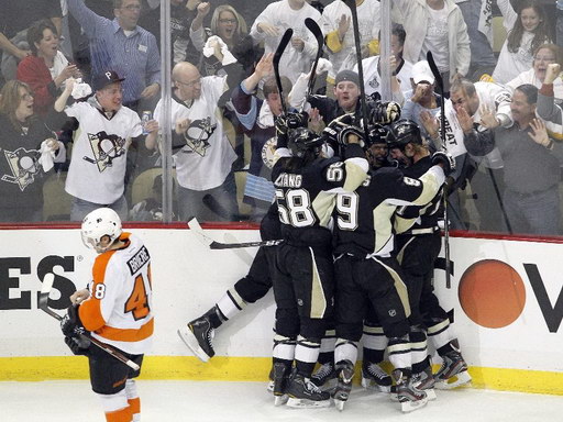 Daniel Briere, Kristopher Letang, Pascal Dupuis, Sidney Crosby Jordan Staal