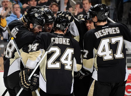 James Neal, Evgeni Malkin, Matt Cooke, Simon Despres
