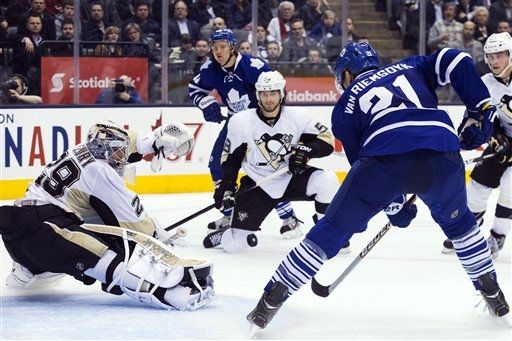 Marc-Andre Fleury, Kristopher Letang, James Van Riemsdyk