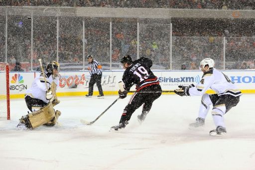 Marc-Andre Fleury, Jonathan Toews, Brooks Orpik