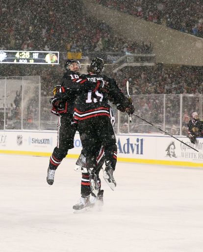 Patrick Sharp, Jonathan Toews, Nick Leddy