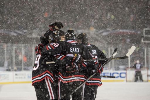 Jonathan Toews, Brandon Saad, Patrick Sharp