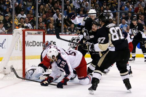 Sergei Bobrovsky, David Savard, Chris Kunitz, Sidney Crosby