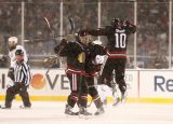 Nick Leddy, Jonathan Toews, Patrick Sharp